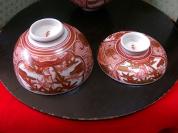 九谷焼赤絵蓋茶碗２