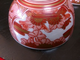 九谷焼赤絵蓋茶碗４